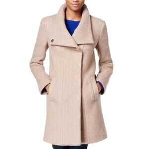 Kenneth Cole Stand Collar Wool-Blend Walker Coat Size XS